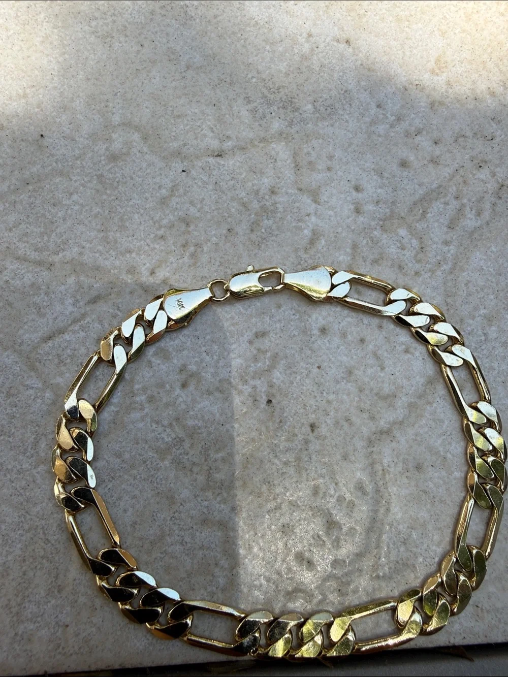 Gold Figaro Chain bracelet 14k gold plated stamped